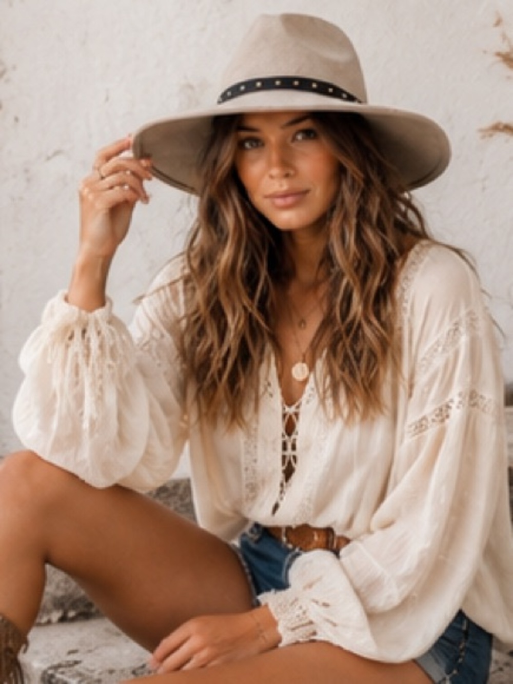 Ted Baker Rosieyy Taupe Felt Hat with Black Studded Trim – NWT